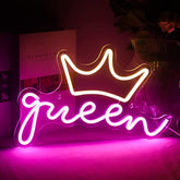 Queen with crown neon sign